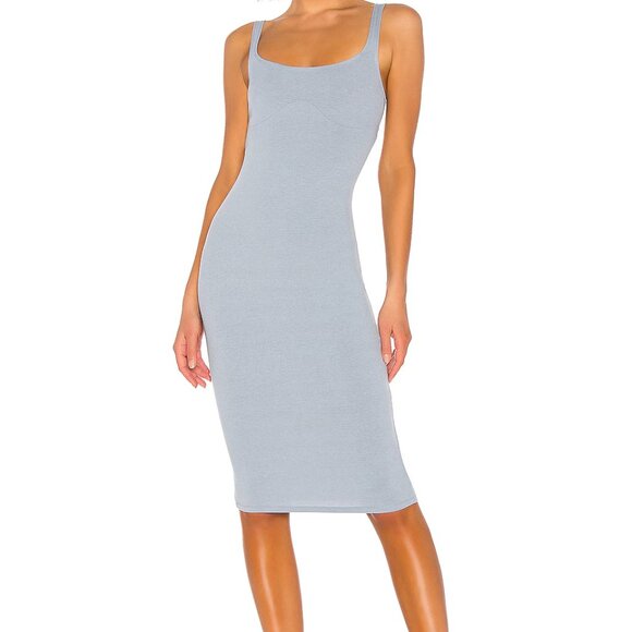 superdown Dresses & Skirts - NWT Superdown Taylor Open Back Dress Ribbed Knit Midi Slate Blue Women's Size S